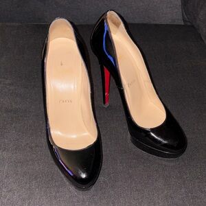 Christian Louboutin Black Patent Leather Stiletto Platform Pumps Size 39